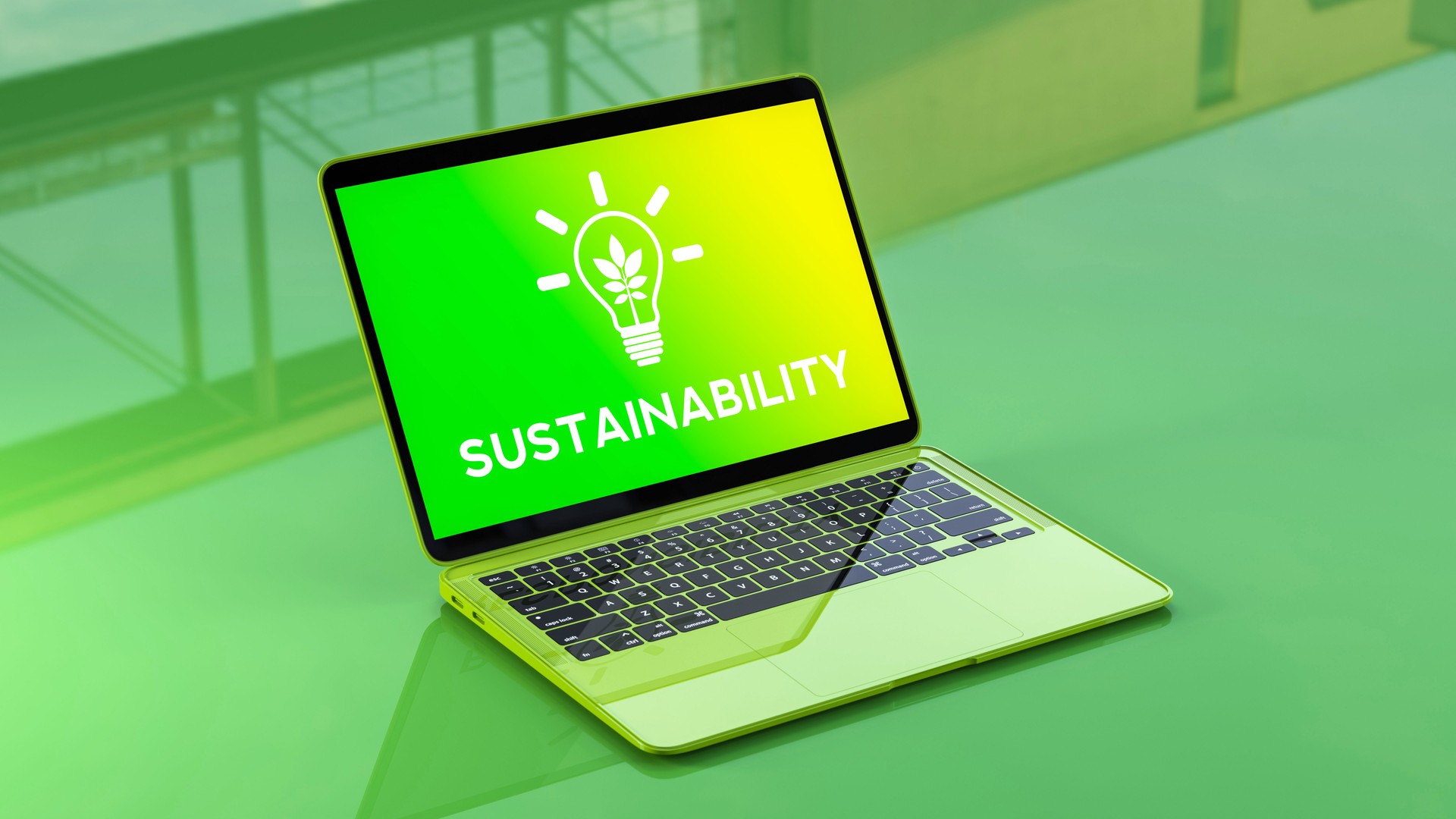 Sustainability Green Tech Laptop Icon